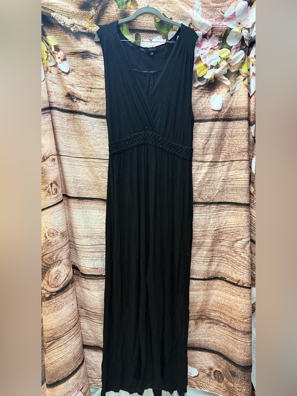 Spense Black Sleeveless Maxi Dress with Braided Waistband
